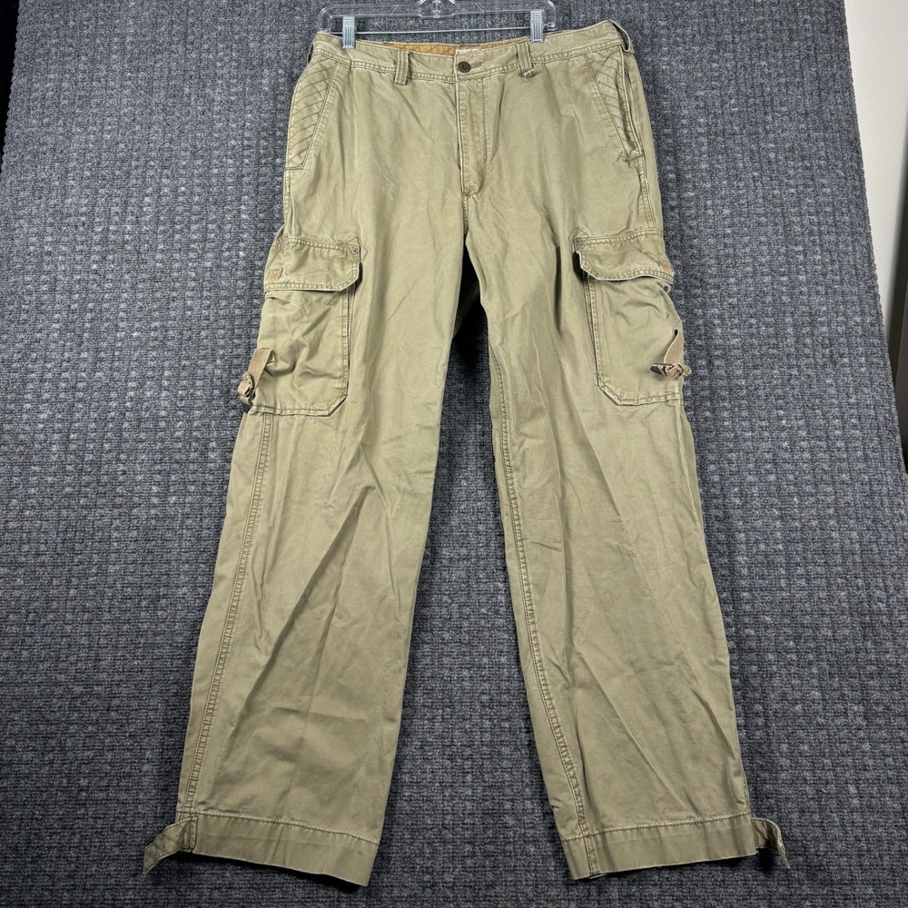 Vintage Old Navy Cargo Pants Mens 36x32 Khaki Olive Green Multi Pocket Y2k